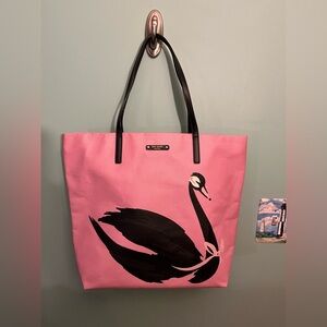 Kate Spade Pink Tote with Black Swan Motif